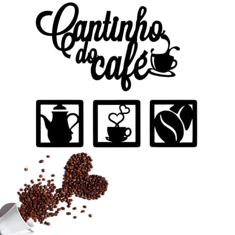 Placa Cantinho do Café 4 Peças 30cm mdf Decoração Maravilhosa para Canto do Café