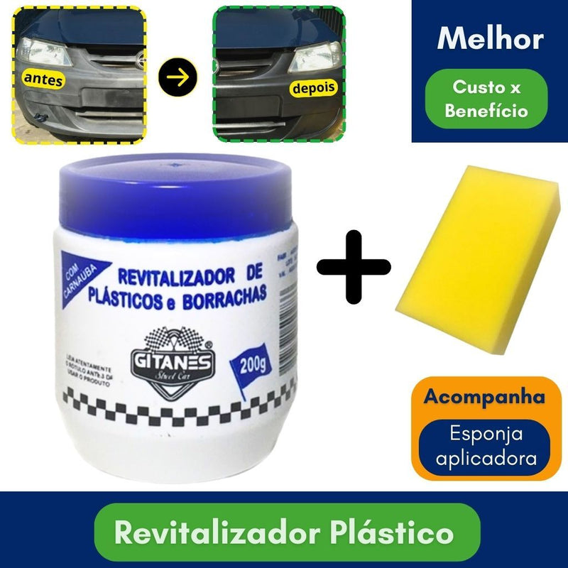 Revitalizador de Plástico Parachoque Carro Moto Automotivo Borracha 200G