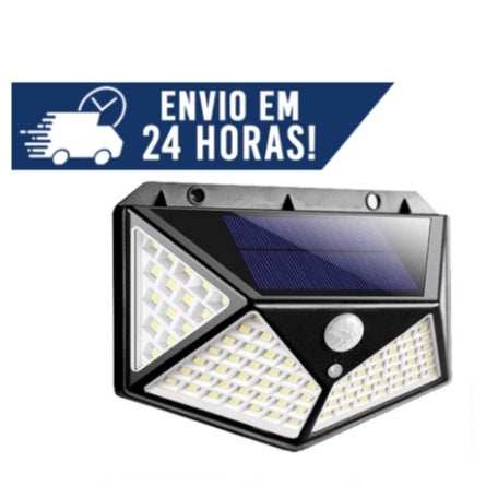 Luminária Solar 100 Led Com Sensor Para Jardim Externa Prova D'água Luz Led Solar Lâmpada