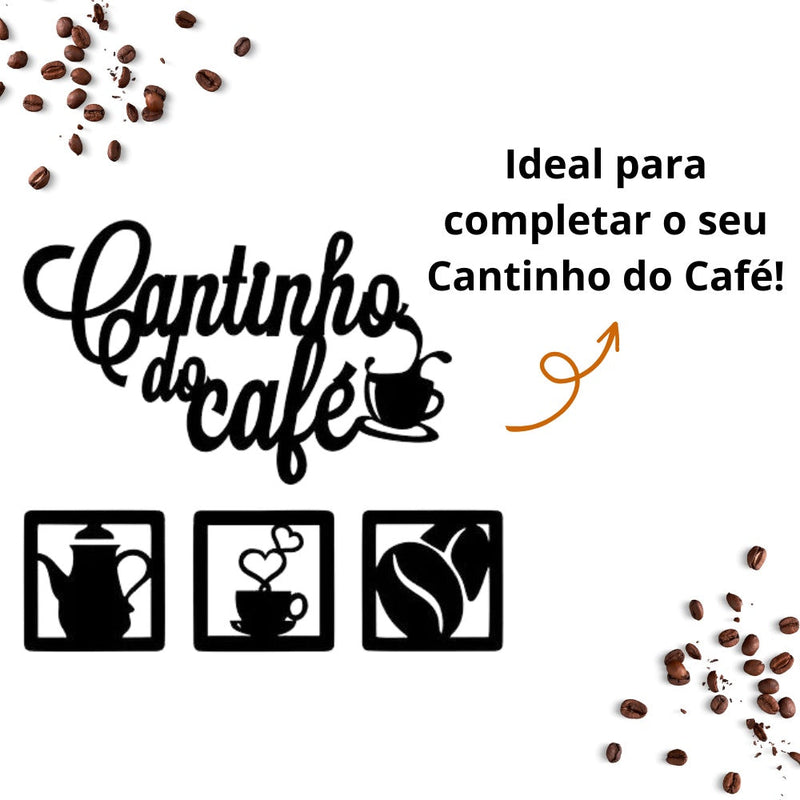 Placa Cantinho do Café 4 Peças 30cm mdf Decoração Maravilhosa para Canto do Café