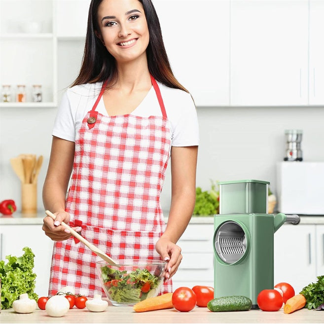 Ralador de Queijo Fatiador Legumes Cortador Vegetais Manual 3 em 1 Multiuso Cozinha Giratorio Manivela Multifuncional