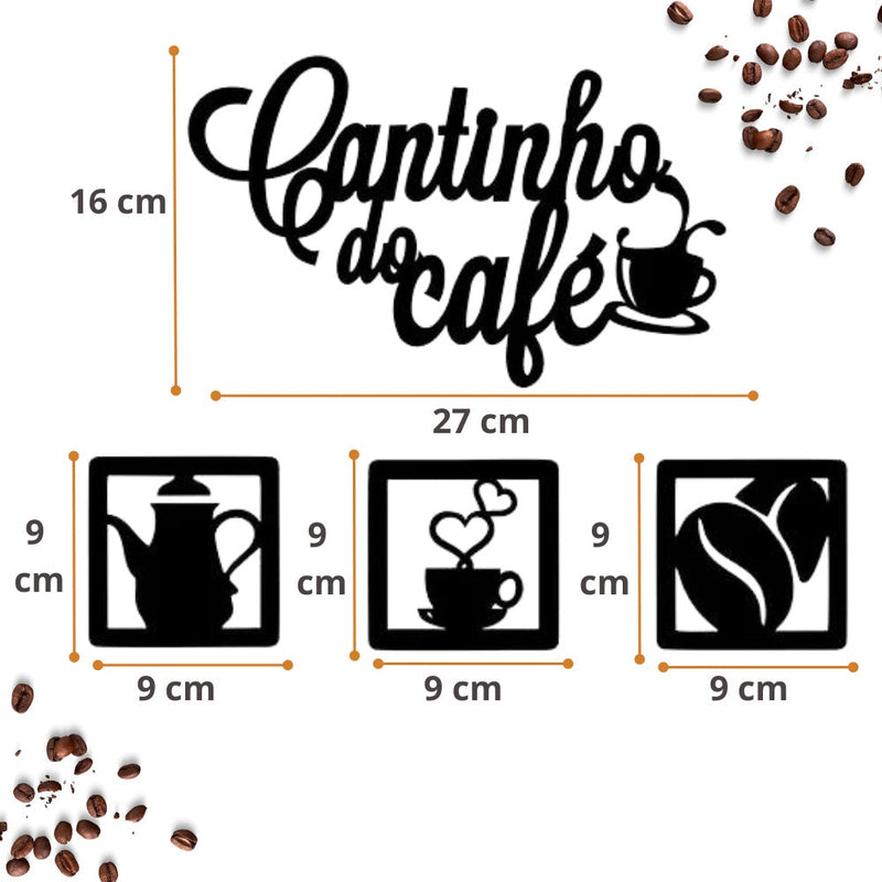 Placa Cantinho do Café 4 Peças 30cm mdf Decoração Maravilhosa para Canto do Café