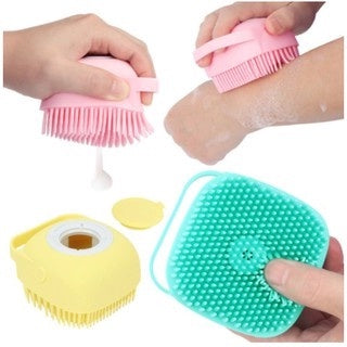 Esponja De Silicone Para Banho Com Dispenser Shampoo Sabonete Escova Crianças Adultos e Pets