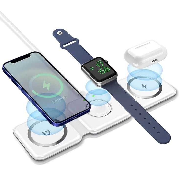 3 em 1 carregador magnético sem fio para Iphone 14promax/13/12/11/Apple Airpods Pro iWatch portátil dobrável