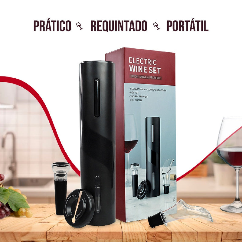 Abridor vinho garrafa saca rolha elétrico kit automático