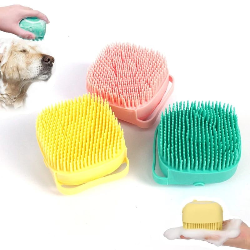 Esponja De Silicone Para Banho Com Dispenser Shampoo Sabonete Escova Crianças Adultos e Pets