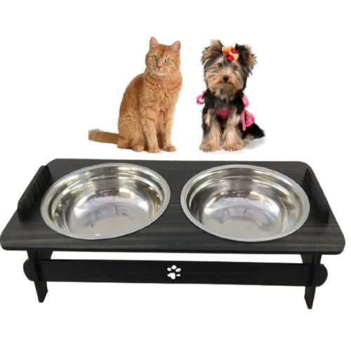 Comedouro Pet Elevado Suspenso Para Cão e Gato com 2 tigelas em Inox